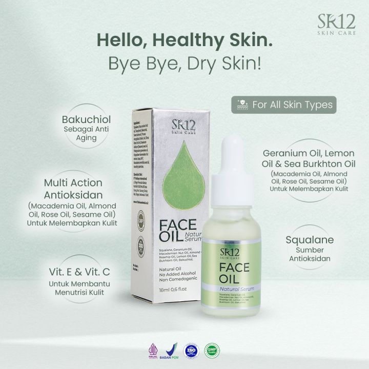 SR12 Face Oil Natural Serum Anti Aging Pelembab Muka untuk Kulit Kering