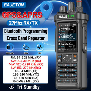 BAJETON BJ-9000 APRS GPS Walkie Talkies Bluetooth Programming 10W CB 27Mhz Transceiver Receive ShortWave For RT-950 Ham CB 2 Two Way Radio