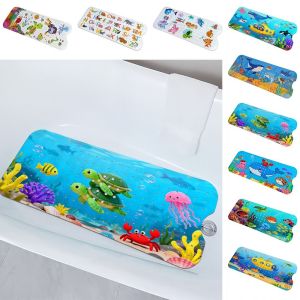 MIRELINA Cartoon Pattern Bathtub Mats 100cm40cm Sea Animal Non-Slip Bath Mat Creative PVC Bath Shower Mats Shower Use