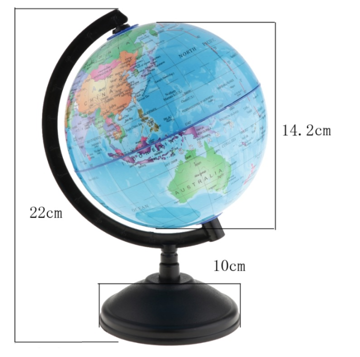 14.2cm WORLD GLOBE Rotating Swivel Map Regional Earth Atlas Geography ...