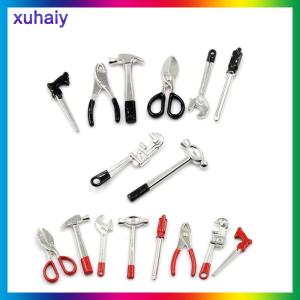 xuhaiy 8pcs 1:12 Scale Miniature Metal Hand Tools ชุดตุ๊กตาบ้านอุปกรณ์เสริม