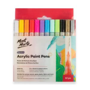 Mont Marte Acrylic Paint Pens Signature Broad Tip 3mm (0.12in) 12pc