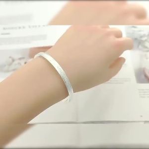 New 999 Sterling Silver Open Bracelet Simple Fashion Bangle Valentines Day Gift for Girlfriend Birthday Gift Versatile