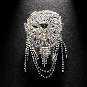 YAOO Hợp kim Dây chuyền tay tua rua pha lê Có thể điều chỉnh Vòng tay Vòng tay hình oval cho cánh tay trên Tinh tế Tỏa sáng Vòng chân bướm với đá rhinestone Phụ kiện cánh tay