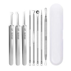 FULLNI 8pcs/set Artifact Facial Care Deep Cleaner Beauty Salon Blackhead Tweezers Cell Clip Pimple Remover Acne