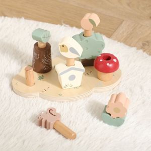 LKMART Wooden Forest Animal Jumping Toys Puzzle Interactive Montessori Educational Toy Intelligence Matching Games Matching Toys Toddlers Stacking Blocks Toy Hand-eye Coordination