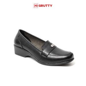 Sepatu kerja wanita pantofel Kulit hitam 3cm Grutty IN 039 wedges