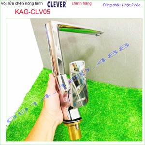 Vòi bếp nóng lạnh Clever KAG-CLV05 cần vuông thiết kế mới chuẩn Korea thân lớn sang sịn mịn tay gạt âm ái sử dụng siêu bền chính hãng Clever 100% không gỉ séc