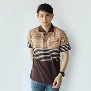 liso wear - Polo Shirt Distro Saku Salur Dewasa Atasan Kaos Kerah Pria Belang-belang Lengan Pendek