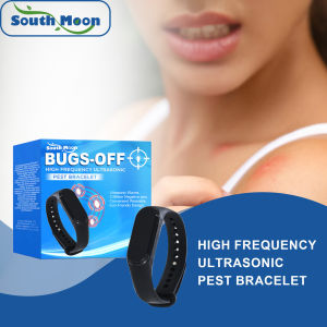 South Moon Bugs-Off High Frequency Ultrasonic Pest Bracelet Mosquito Repellent Wristband Prevent Mosquito Bites For Children And Adults Outdoor Portable Convenient Wearable Eco-Friendly Design Pest Control Mosquito Repellent Tool 1pcs