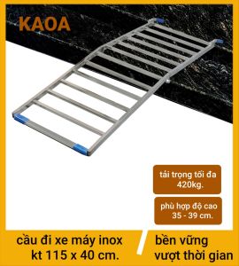 Thang dắt xe máy inox. KT 115x40 cm ( bảo hành 12 tháng )