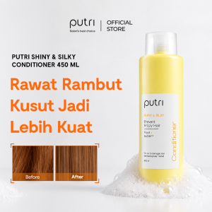Putri Shiny & Silky Conditioner 450mL –  Rambut Lembut & Berkilau  Conditioner Wangi Tahan Lama  Conditioner Ala Spa Cegah Rambut Frizzy  Conditoner Rambut Mengembang Mudah Patah & Bercabang  Atasi Rambut Rontok & Rusak