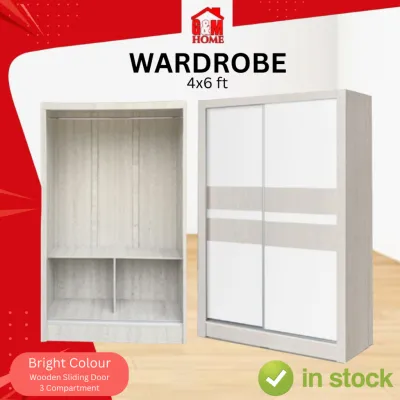 🔥READY STOCK SIAP PASANG🔥G&M Home 2 Door Wardrobe / 4 ft Sliding Door / 4 Kaki Almari Baju Sliding / Bedroom Set