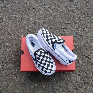 Sepatu Anak Slip On Checkerboard - Sepatu Slop Catur Hitam Putih Size 21-35 BISA COD