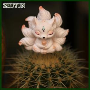 ZHUYUN Bức tượng nhỏ hình Cáo Chín Đuôi dễ thương bức tượng phòng ngủ để bàn đồ trang trí đồ trang trí nhà thẩm mỹ nghệ thuật sinh học