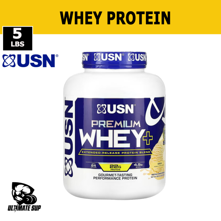 USN, Premium Whey+, Whey Protein Powder, Muscle Building, Meal Replacement Shake, Calcium, Potassium, 5 lbs (2,267 g)