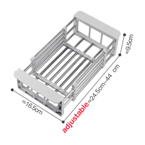 [Local Seller] Adjustable Stainless Steel Kitchen Drainer Basket 伸缩洗菜篮