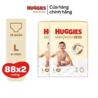 Combo 2 gói Tã quần Huggies Skin Perfect Mega Jumbo M98/L88/XL72+4/XXL64+4 miếng với 2 vùng thấm giảm kích ứng da