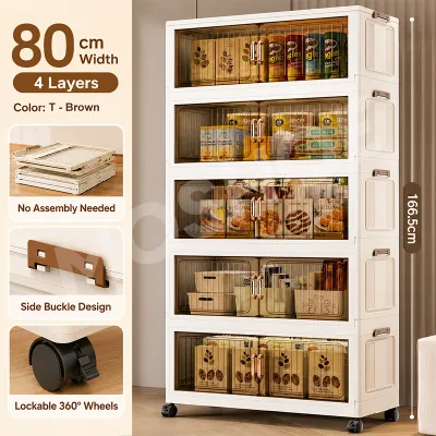 MOSHOE Black Foldable Cabinet Organizer Clothes Storage Durabox With Magnetic Door Bedroom Kitchen Living Room Cabinet
