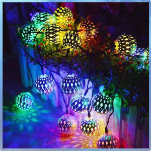 20 Led Solar Steel Golden Sphere Solar Lanterns Christmas Ball Lights Christmas Decoration