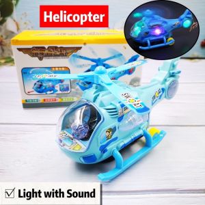 Kids Plane Airplane Electronic Bump and Go Helicopter with Flashing Light Music Vehicle Toys for Kids Mainan Helikopter