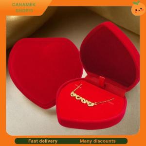 ❣️❣️❣️ Velvet Heart Jewelry Box Soft Red Ring Necklace Packaging Case Elegant Love Gift Display Storage Organizer Romantic Proposal