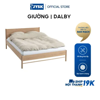 Giường JYSK Dalby gỗ công nghiệp veneer sồi/gỗ sồi màu sồi nhiều kích thước