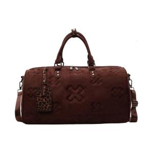 Fitness Bag Travel Bag Overnight Bag Gym Bag Weekender Bag PU Leather Sport Bag Simple Shoulder Bag for Trip