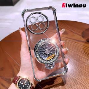 Mạ sang trọng Ốp điện thoại cho Oneplus 13 5G Dày bốn góc Siêu Thả Chịu Mài Mòn Ốp trong suốt với con quay hồi chuyển Đứng Chủ Chống-Mùa Thu Điện Thoại Bìa Shell Nds06