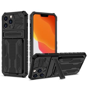 Luxury Armor Bumper Hard Back Cover for Samsung Galaxy A22 A32 A12 A02 A03S A13 A52 A52S 5G A72 A51 A31 A10S A20S A21S Case Multifunction Stand Holder Card Pocket Bag Men Women Phone Protection Cases
