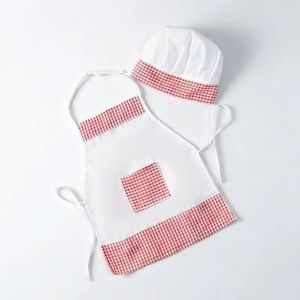 ADAM Hình trái tim Trang phục đầu bếp nhí Vải Gingham đỏ Kích thước trẻ sơ sinh Trang phục thợ làm bánh cho trẻ sơ sinh Thú vị Bộ Trang Phục Bộ tạp dề và mũ Dành cho bé