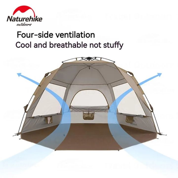 Naturehike%20Fast%20Automatic%20Beach%20Tent%20Silver%20Coated%20Sunscreen%20Shade%20for%203-4%20Person%20Canopy%20Awning%20Tarp%20Waterproof%20Sunshade%20Outdoor%20Camping%20Panoramic%20View%20Breathable%20Quick%20Open%20Nature%20Hike%20-%20Image%205