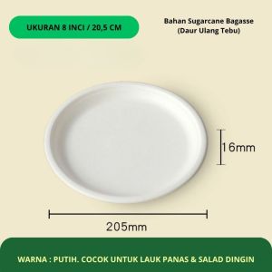 Piring Sugarcane | Piring Bahan Daur Ulang Tebu 10PCS  | Biogradable Sugarcane Bagasse Plates Eco friendly Disposable Piring MLH AE29