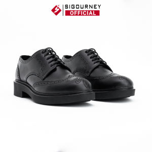 Giày Derby Wingtip Họa Tiết Đục Lỗ Cực Đẹp SIGOURNEY Màu Đen Da Bò SIG-47 Bảo Hành 18 Tháng