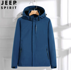 JEEP SPIRIT Áo Mưa Đi Bộ Đường Dài Ngoài Trời Giống Nhau Cho Nam Và Nữ Áo Khoác Nhẹ Chống Nước Áo Khoác Có Mũ Mỏng Thường Ngày Cho Nam Áo Khoác Màu Đen