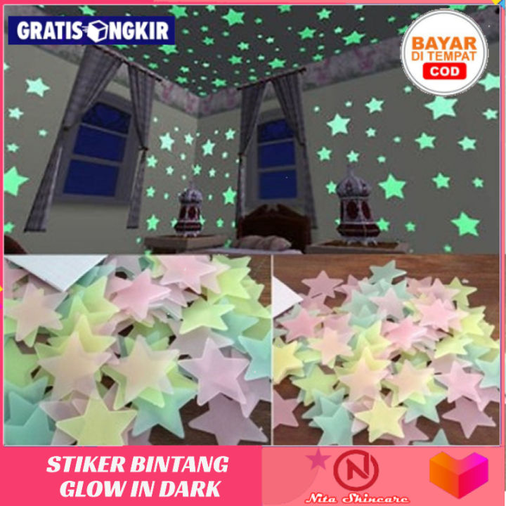 Nita Skincare Mix Pcs Stiker Bintang Glow In The Dark Sticker