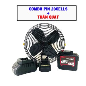 [ COMBO QUẠT PIN ]Quạt 8inch Lồng Sắt Cánh Sắt Dùng Pin 20CELLS Makita Dung Lượng Lớn Tặng Kèm Bộ Sạc Nhanh