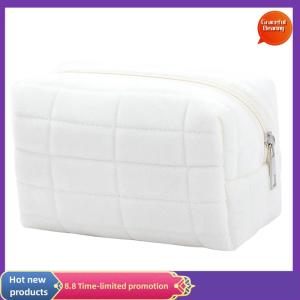 Graceful Cute Fur Makeup Bag For Women Zipper Large Solid Color Cosmetic Bag Travel Cosmetic Bags Cute Mini Zipper Toiletry Bag