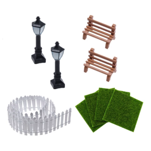 9Pieces Artificial Grass Miniature Garden Decorations Miniature Garden Accessories Decor Set for Dollhouse Garden