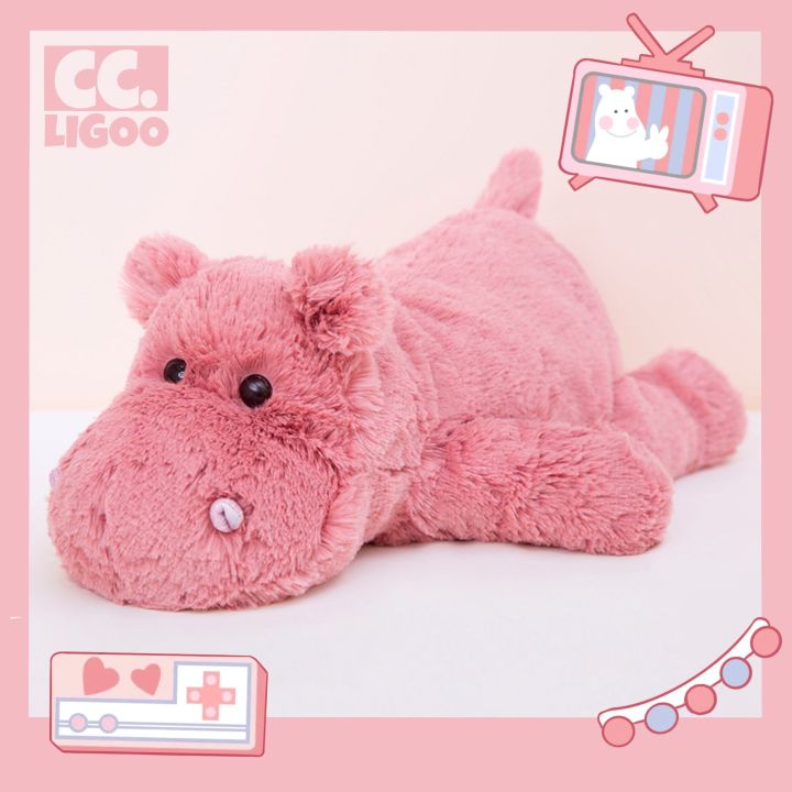 Cute Hippo Plush Toy Pillow Pink Hippo Stuffed Animal Hugging Baby Doll