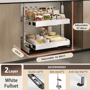 GSlife🔥แนะนำ🔥 ชั้นวางแบบดึงออก ตะกร้าดึงออกได้ 1-2 ชั้น ปรับระดับได้ โครงลิ้นชักตู้ครัว ความจุใหญ่+ประหยัดพื้นที่ ชั้นวางของ