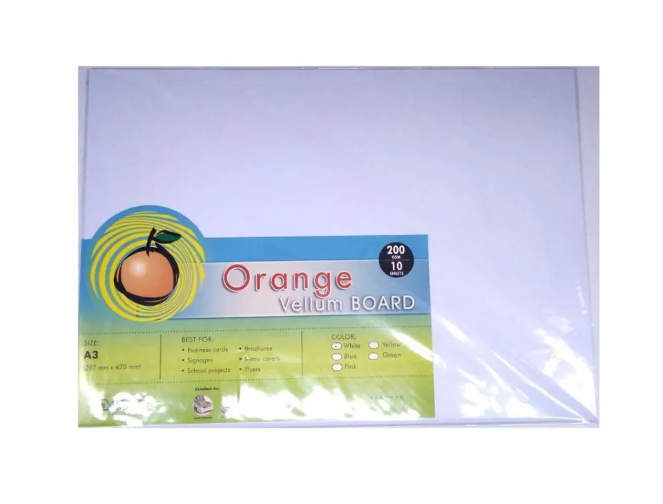 Orange Vellum Board Specialty Board 200gsm size A3 (297mm x 420mm)