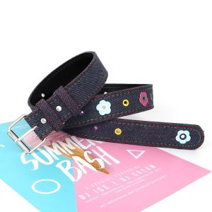 Thắt lưng nữ y2k vải Jeans xanh đỏ cá tính dây nịt denim Foru phối hoa trendy bản 3.3cm TL51