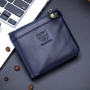 BULLCAPTAIN Leather Wallet Mens Zipper Wallet Mens Wallet Purse RFIDWallet And Smart Design Zipper Buckle Wallet