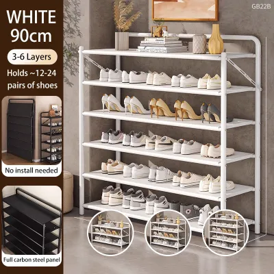 50-90cm Folding Shoe Rack Carbon Steel No Installation Storage Rack Multi-Layer Shoe Organizer Shelf