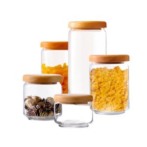 Airtight Glass Storage Jar | Bamboo Lid for Tea Candy Sugar | 325ml/500ml/650ml/750ml/1000ml | Moisture-Proof