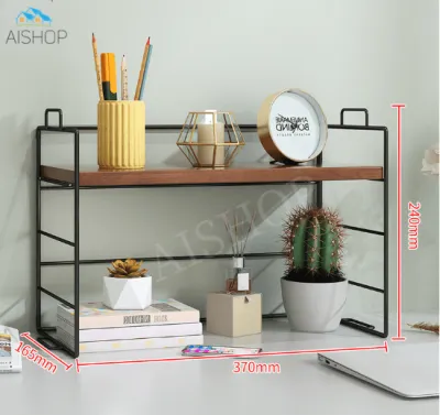 [SG Seller]Single/Double Layer Desktop Shelves Home Office Desk Bookshelf Organizer Desktop Organizer