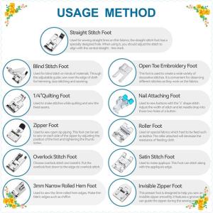 🔥【Special price】🔥🔥[ FLASH SALE ] 11 Pcs Sewing Machine Presser Feet Kit Rolled Hem Feet Invisible Zipper Foot For Low Shank Sewing Machine