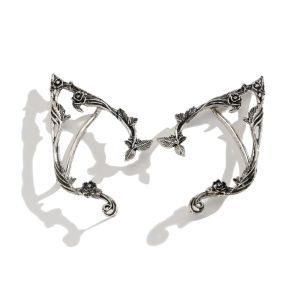 SWEET Alloy Elf Ear Clip Korean Style Outline Ear Hook Sweet Ear Cuff Rose Flower Hollow Ear Clips Carnival