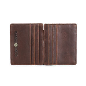 CONTACTS Genuine Leather Men Magic Wallet Card Holder Slim Bifold Mini Money Clip RFID Man Purse